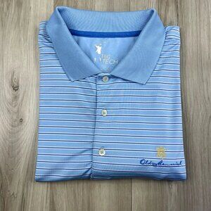 F&G Tech Polo Shirt Striped Lightweight Golf Mens XL Old Memorial Golf Club